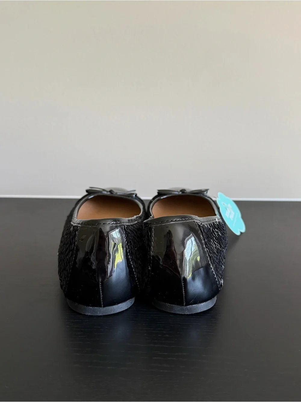 SO Roselyn Girls 5 Ballet Flats Black Silver Reversible Sequins Memory Foam